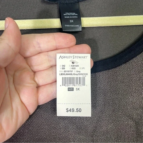 Womens Ashley Stewart Size 3X Brown Beaded NWT Floral - Picture 4 of 6